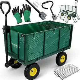 Netto Marken-Discount deluxe4home Bollerwagen Transportwagen inkl. Handschuhe Gruen Angebot