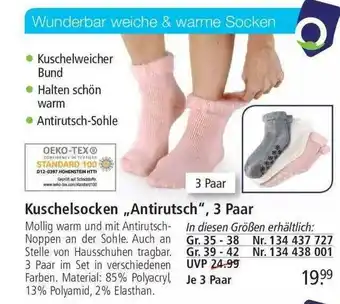 Weltbild Kuschelsocken „antirutsch“, 3 Paar Angebot