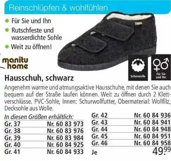 Weltbild Hausschuh Schwarz Manituhome Angebot