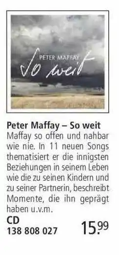 Weltbild Peter Maffay - So Weit Angebot