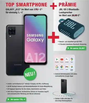 Weltbild Galaxy „a12“ + Jbl Go 3 Bluetooth Lautsprecher Angebot