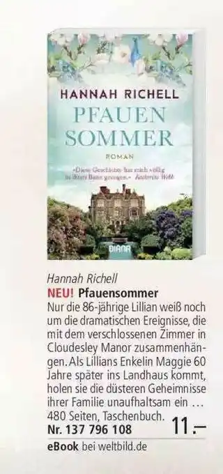 Weltbild Hannah Richell - Pfauensommer Angebot