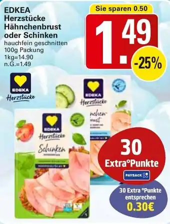 WEZ EDEKA Herzstücke Hähnchenbrust oder Schinken Angebot