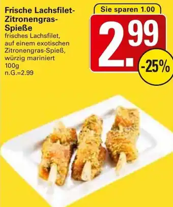 WEZ Frische Lachsfilet Zitronengras Spieße Angebot