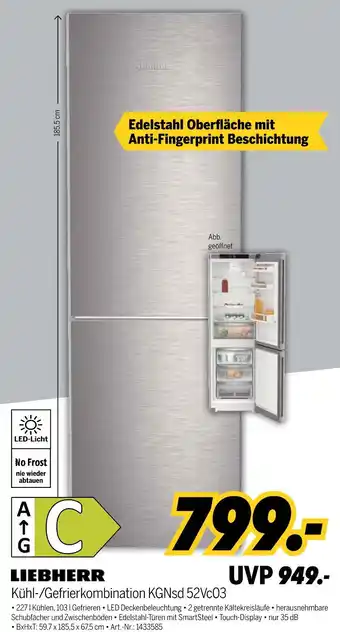 MEDIMAX Liebherr kühl-/gefrierkombination kgns 52vc03 Angebot