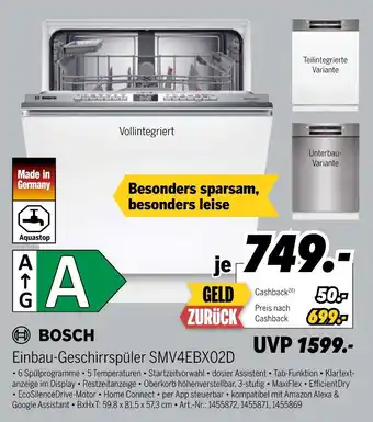 MEDIMAX Bosch einbau-geschirrspüler smv4ebx02d Angebot