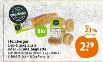 tegut Herzberger Bio-dinkelrusti Oder-dinklbaguette Angebot