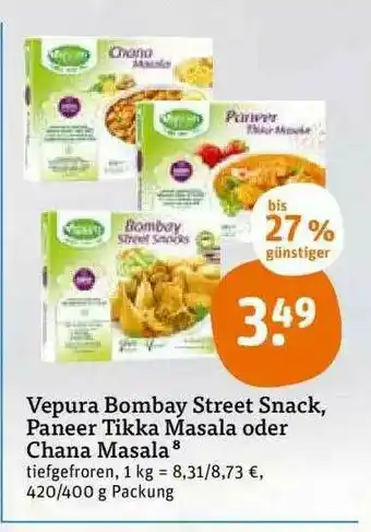 tegut Vepura Bombay Street Snack, Paneer Tikka Masala Oder Chana Masala Angebot