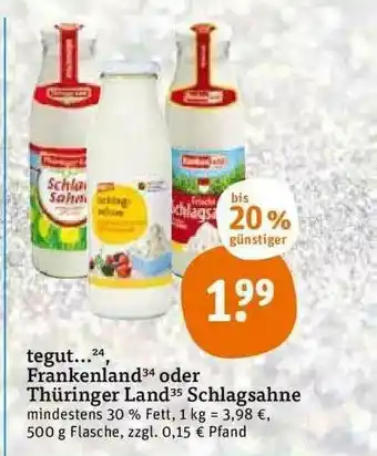 tegut Tegut Frankenland Oder Thüringer Land Schlagsahne Angebot