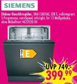 Möbel Boss SIEMENS Einbau-Geschirrspüler Angebot