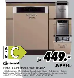 MEDIMAX Bauknecht Einbau-Geschirrspüler BOB D641AX Angebot