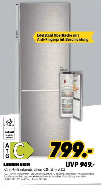 MEDIMAX LIEBHERR Kühl-/Gefrierkombination KGNsd 52Vc03 Angebot