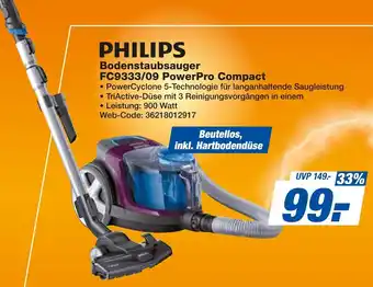 expert Techno Land PHILIPS Bodenstaubsauger FC9333/09 PowerPro Compact Angebot