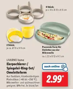 Lidl LIVARNO home Eierpochierer-/ Spiegelei-Ring-Set/ Omeletteform Angebot