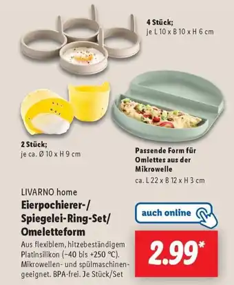 Lidl LIVARNO home Eierpochierer-/ Spiegelei-Ring-Set/ Omeletteform Angebot