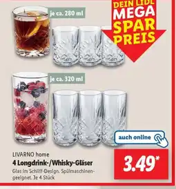 Lidl LIVARNO home 4 Longdrink-/Whisky-Gläser Angebot