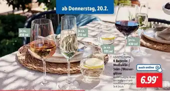 Lidl LIVARNO home 6 Rotwein-/ Weißwein-/ Sekt-/Wasser- gläser Angebot