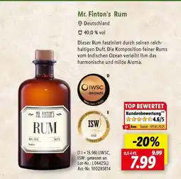 Lidl Mr. Finton's Rum Angebot