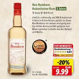 Lidl Ron Rumbero Kubanischer Rum 3 Jahre Angebot