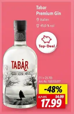 Lidl Tabar Premium Gin Angebot