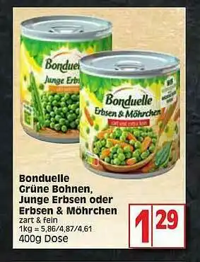 Edeka Bonduelle Grüne Bohnen, Junge Erbsen Oder Erbsen & Möhrchen Angebot