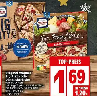 Elli Markt Original Wagner Big Pizza Oder Die Backfrische Angebot