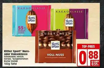 Elli Markt Ritter Sport Nuss Oder Kakaoklasse Angebot