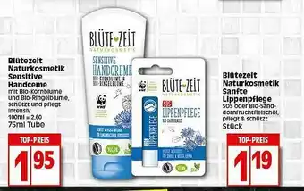 Elli Markt Blütezeit Naturkosmetik Sensitive Handcreme, Blutezeit Naturkosmetik Sanfte Lippenpflege Angebot