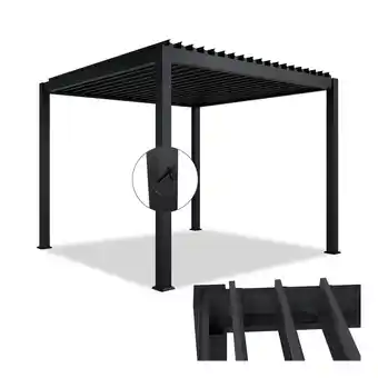 Netto Marken-Discount Juskys Lamellendach Tahiti 3x3 m - Stahl Pergola - Terrassenüberdachung stabil - Anthrazit Angebot