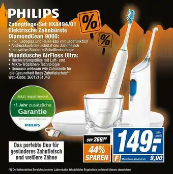 HEM Expert Philips Zahnpflege-set Hx8494-01 Elektrische Zahnbürste Diamondclean 9000 Angebot