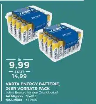 BBM Baumarkt Varta Energy Batterie 24er Vorrats-pack Angebot