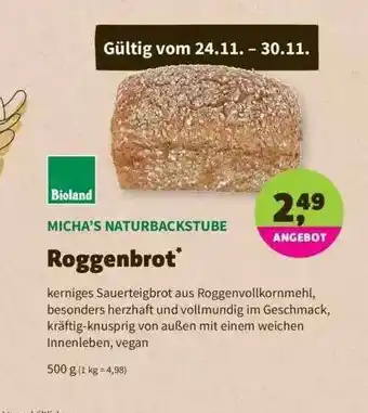 Denns BioMarkt Bioland Micha's Naturbackstube Roggenbrot Angebot