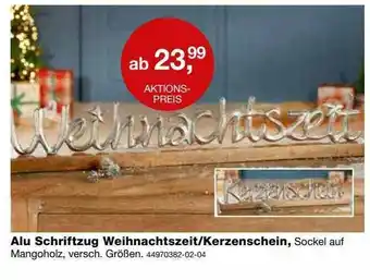 Möbel Schulenburg Alu Schriftzug Weihnachtszeit Kerzenschein Angebot