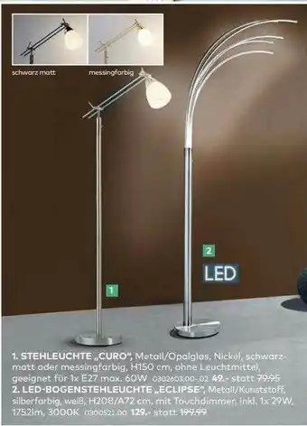 porta Stehleuchte „curo” Led-bogenstehleuchte „eclipse” Angebot