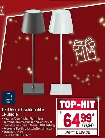 METRO Sigor Led Akku-tischleuchte „nuindie“ Angebot