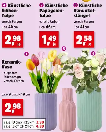 Thomas Philipps Künstliche silikon-tulpe oder papageien-tulpe oder ranunkel-stängel oder keramik-vase Angebot