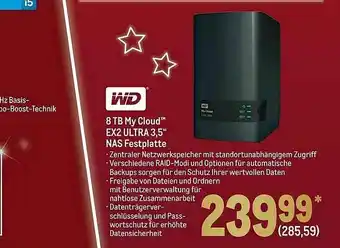 METRO Wd 8 Tb My Cloud Ex2 Ultra 3.5 Angebot