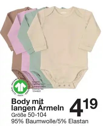 Zeeman Body mit langen Ärmeln Angebot