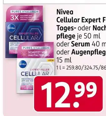 Rossmann Nivea cellular expert f tages- oder nachtpflege oder serum oder augenpflege Angebot