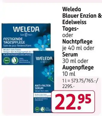 Rossmann Weleda blauer enzian & edelweiss tages- oder nachtpflege oder serum oder augenpflege Angebot