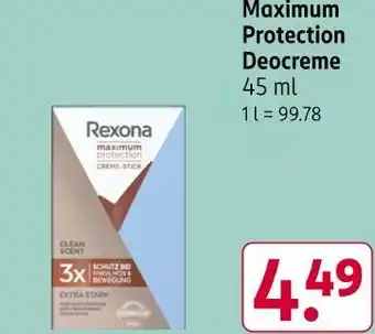 Rossmann Rexona maximum protection deocreme Angebot