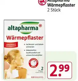 Rossmann Altapharma wärmepflaster Angebot