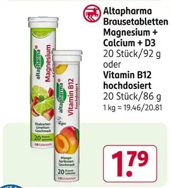 Rossmann Altapharma brausetabletten magnesium + calcium + d3 oder vitamin b12 hochdosiert Angebot