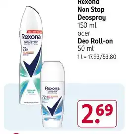 Rossmann Rexona non stop deospray oder deo roll-on Angebot