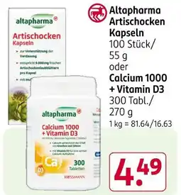 Rossmann Altapharma artischocken kapseln oder calcium 1000 + vitamin d3 Angebot