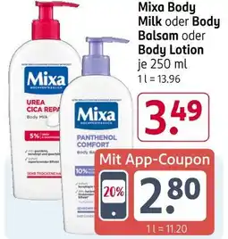 Rossmann Mixa body milk, body balsam oder body lotion Angebot