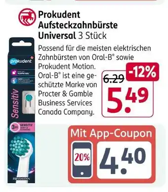 Rossmann Prokudent aufsteckzahnbürste universal Angebot