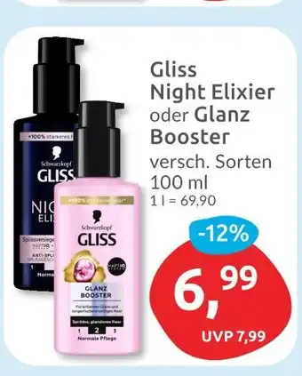 Budni Schwarzkopf gliss night elixier oder glanz booster Angebot