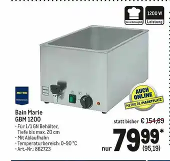 METRO Metro Bain Marie Gbm 1200 Angebot