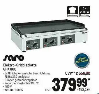 METRO Saro Elektro-griddleplatte Gpk 800 Angebot